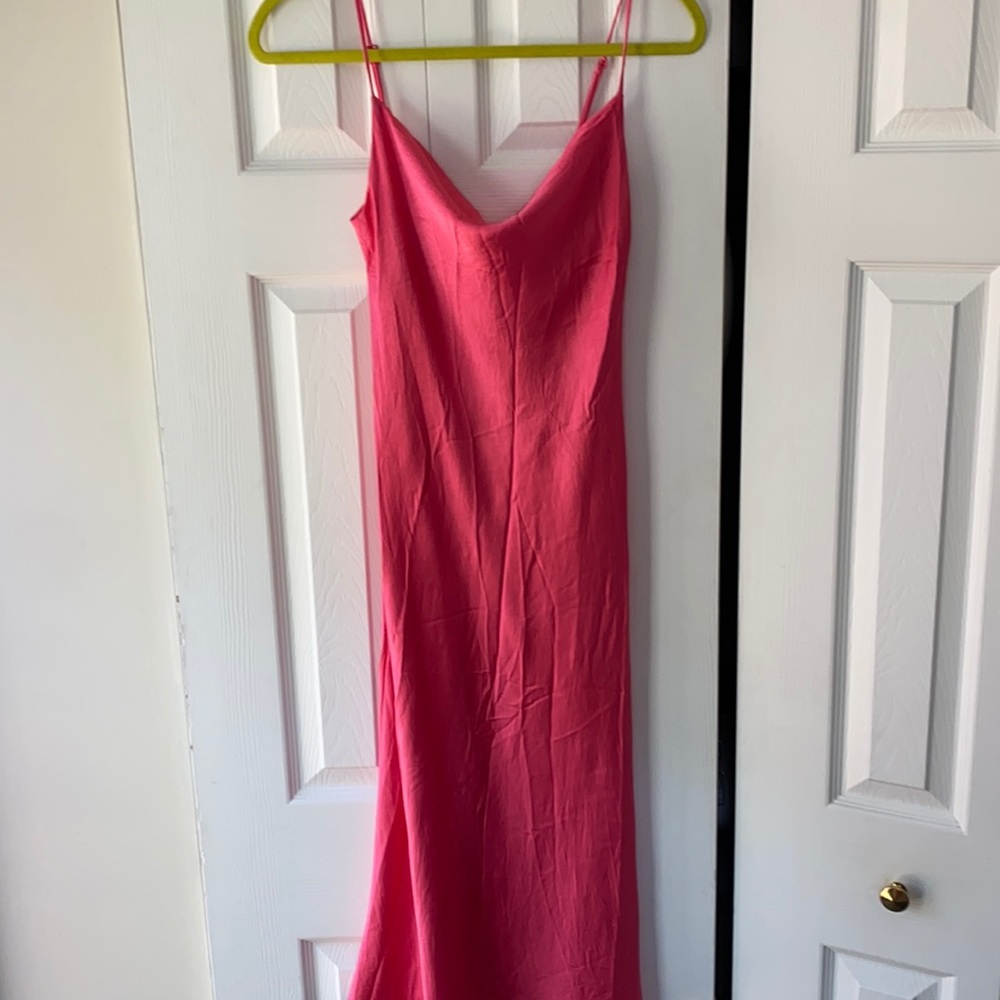 Hot Pink Silk midi Dress